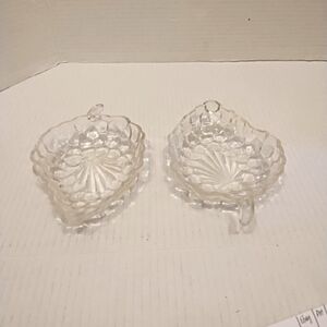 Grape Cluster Shape Candy‎ Dishes Set Of Two Cut Glass Crystal 7" x 4.5" Vintage
